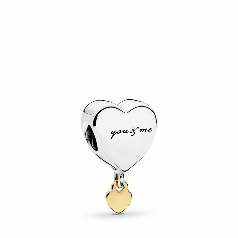 Pandora Two Hearts Dangle Charm Ireland - Two Tone - 846971URN